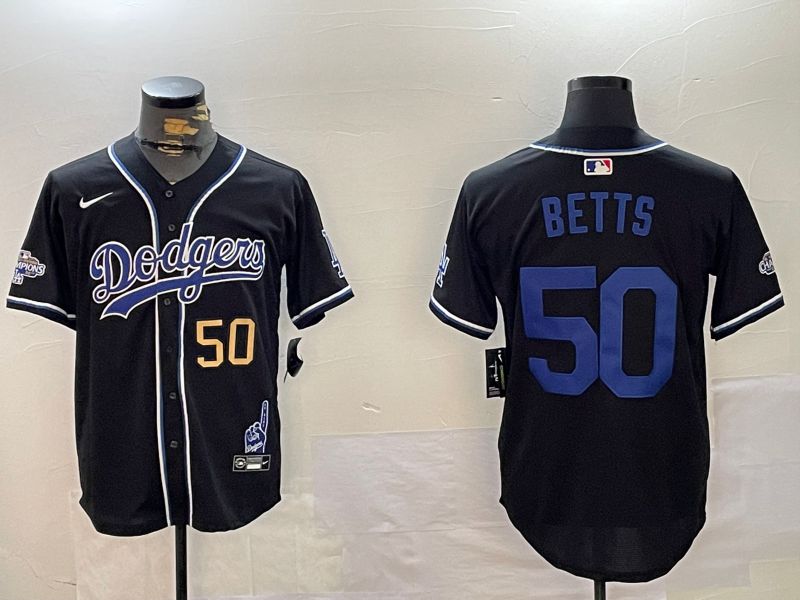 Men Los Angeles Dodgers 50 Betts Black Game 2024 Nike MLB Jersey style 12024